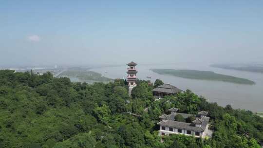 航拍湖北鄂州市西山风景区