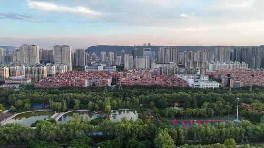 陕西宝鸡城市绿化植物航拍