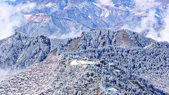 成都西岭雪山景区日月坪航拍