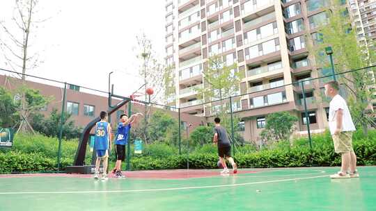 小区空镜小区居民小区篮球场小区跑步草坪