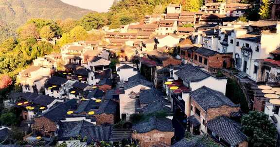 江西婺源篁岭美丽乡村晒秋航拍