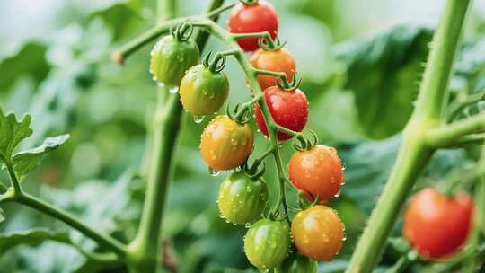 室内温室番茄与生菜生长景观