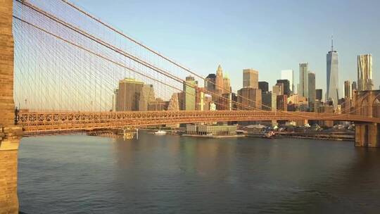 布鲁克林大桥和城市的航拍