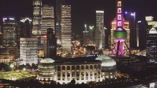 上海夜景航拍视频素材模板下载
