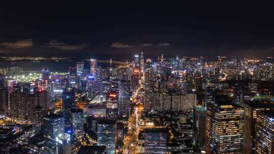 深圳南山区科技园高新园区夜景航拍