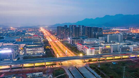 义乌苏溪光源科技小镇夜景航拍延时