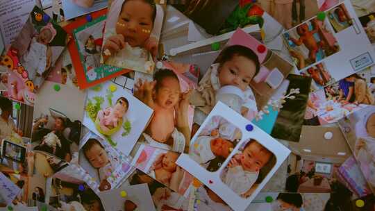 婴儿照片墙视频素材模板下载