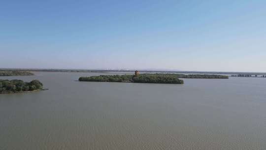 济宁太白湖景区旅游4k航拍视频素材模板下载