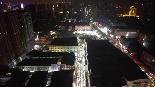 河北邯郸城南夜市航拍视频素材模板下载