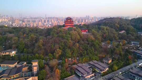 杭州西湖景区吴山广场夜晚夜景美景航拍