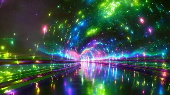梦幻彩色粒子隧道背景
