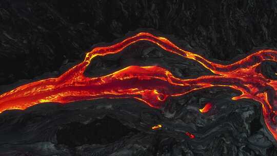 航拍火山岩浆流动视频素材模板下载