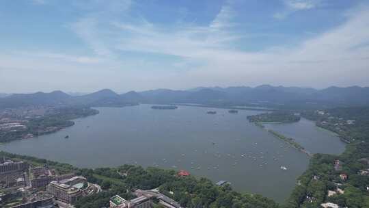 浙江杭州西湖大景全景航拍