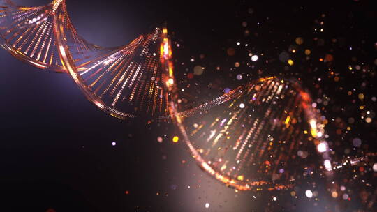 3D渲染抽象发光粒子组合双螺旋结构DNA