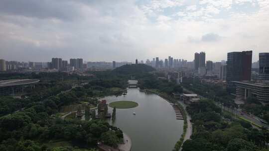 广东佛山千灯湖城市风光航拍