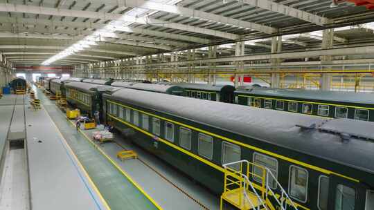 绿皮火车车厢制造生产线