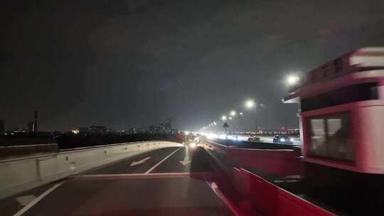 城市夜晚开车汽车窗外沿途风景马路视频素材模板下载