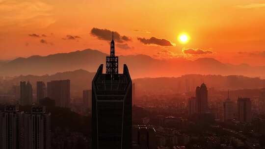 城市夕阳航拍（福州）