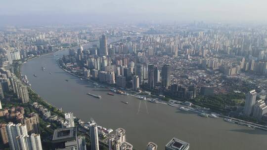 上海黄浦区外滩黄浦江4K航拍视频素材模板下载