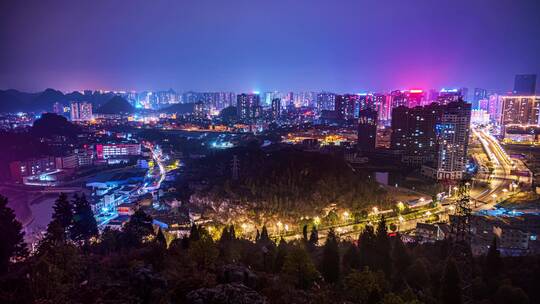 4k延时城市日转夜夜景素材