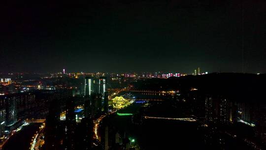 4K航拍长沙梅溪湖片区夜景