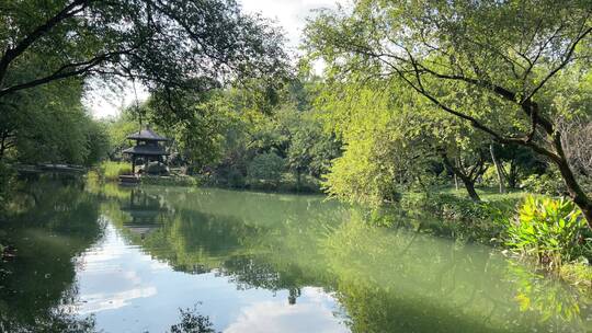4k 杭州西湖中式园林风景