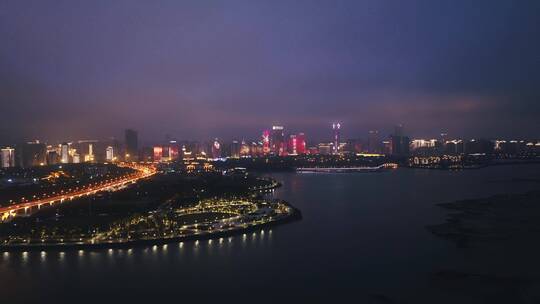 海口滨海大道夜景视频素材模板下载