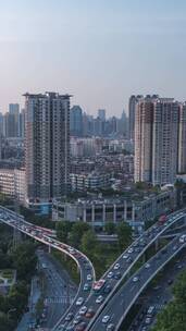 广州海珠城市道路高架立交繁忙车流延时摄影