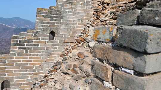 北京明长城遗址历史遗迹残破城墙视频素材模板下载