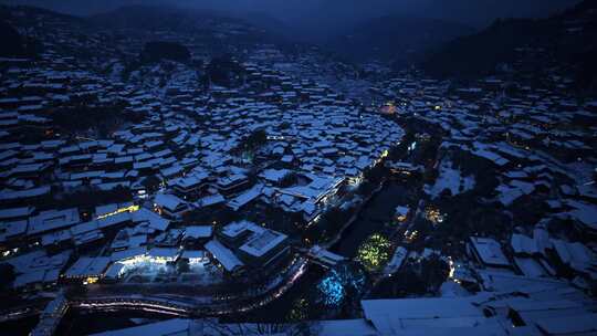 西江千户苗寨夜景雪景