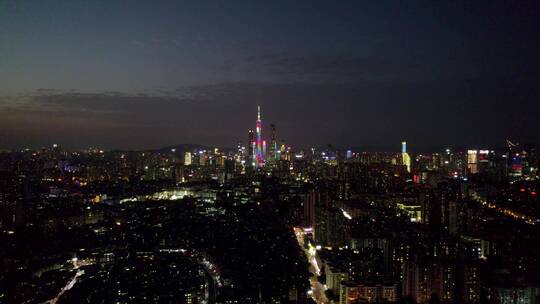 航拍广州珠江新城夜景视频素材模板下载