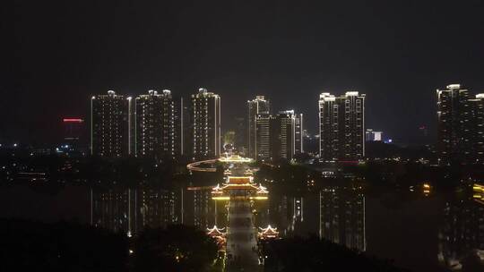 福建漳州城市夜景南山桥航拍