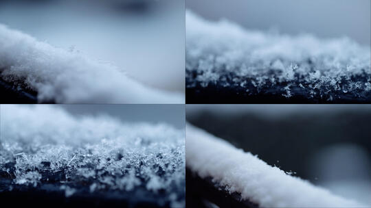 雪花的宏观镜头下雪雪花微距冰晶雪绒花
