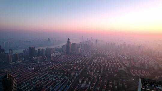 上海陆家嘴早晨维拉斯带航拍摄影4K原创