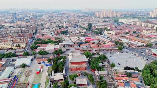 天津蓟县独乐寺观音阁寺庙木构古建筑航拍