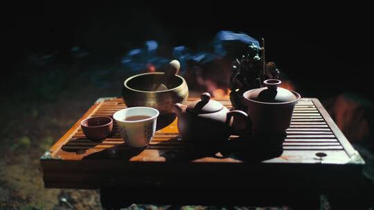 高清实拍传统的茶具