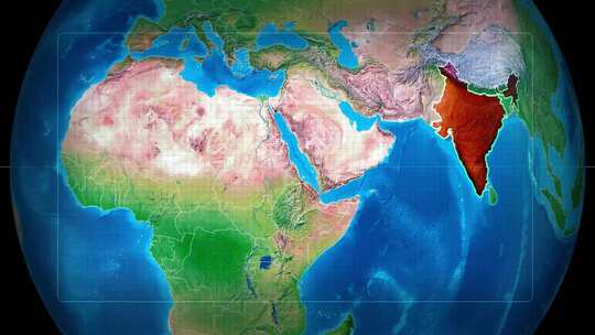 使用网格缩放地球印度地图