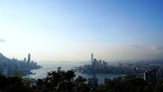 香港维多利亚港延时风景海滨城市建筑风光