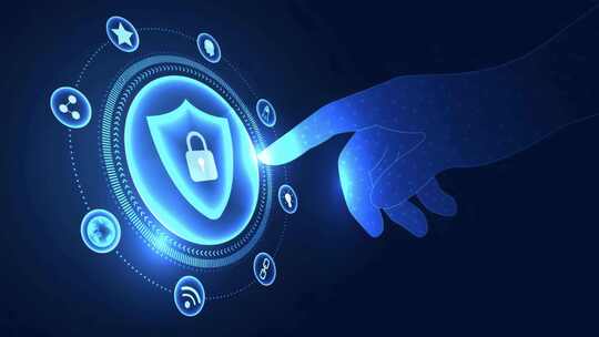 手指点击网络安全盾牌画面