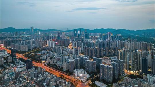 深圳龙华区夜景大全景航拍数字龙华