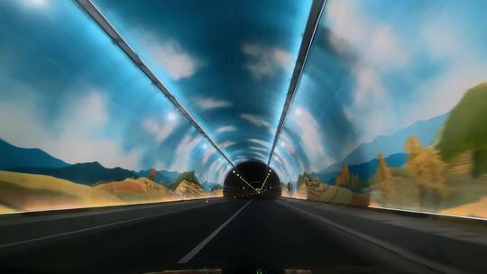 高速公路彩色隧洞内灯光壁画