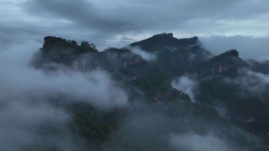 航拍武夷山风景区国家森林公园丹霞地貌风光