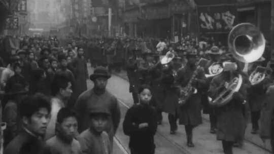 上世纪三十年代美国军队在上海租界阅兵
