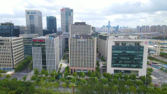 上海世博大道周围大厦4K航拍单镜头
