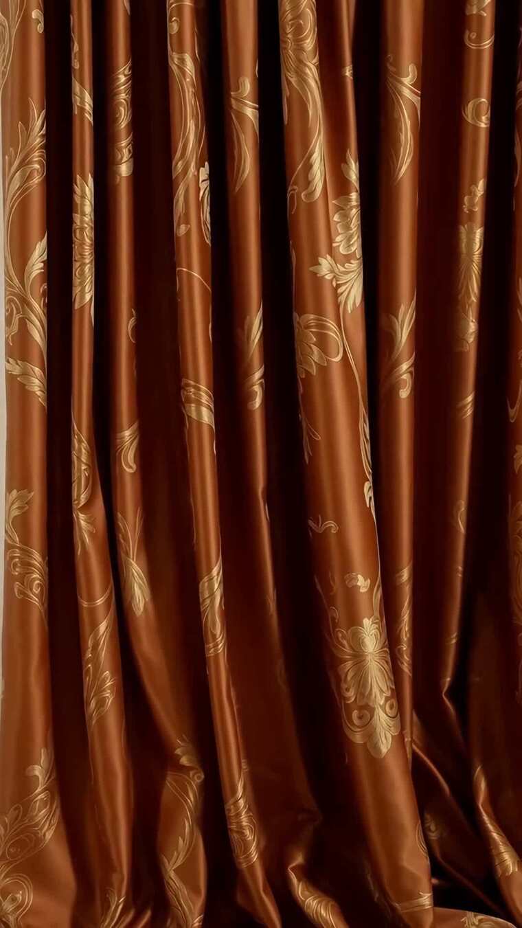 棕色花纹窗帘素材