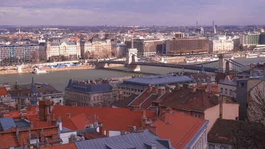 布达佩斯多瑙河天空下的风景