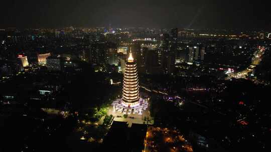 江苏常州城市夜景灯光航拍