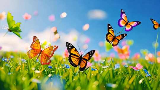 惬意的自然时光三维动画 可爱儿童卡通背景