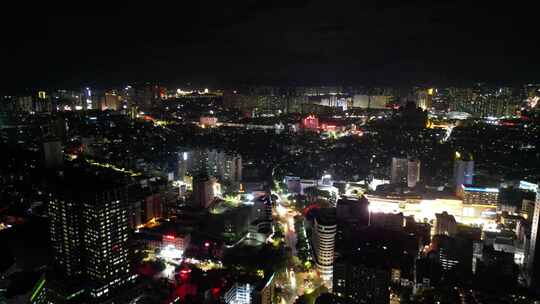 广西玉林城市风光玉林夜景航拍