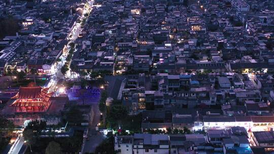 大理旅游大理古城夜景航拍